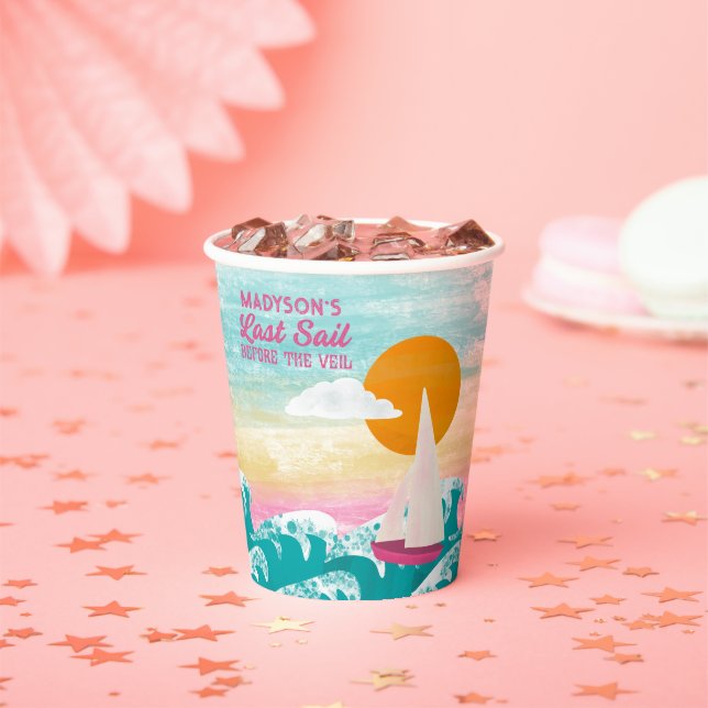Gobelets En Papier Dernière voile avant le Voile voilier Bachelorette (Insitu)