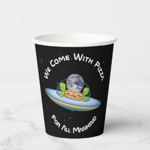 Gobelets En Papier Des Aliens de soucoupes OVNI livrent de la pizza s