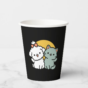 Gobelets En Papier Des amis vrais pour toujours   Cute Cat & Chien Du