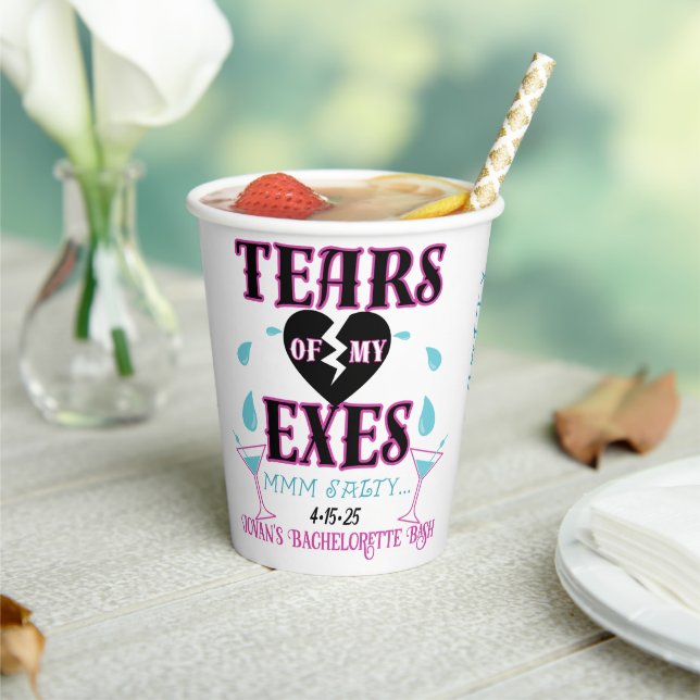 Gobelets En Papier Des larmes à mon Exes-Funny Bridal Bachelorette Pa (Insitu)