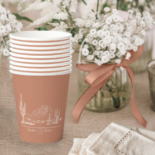 Gobelets En Papier Desert Vibes Paysage Mariage Terra Cotta ID1019