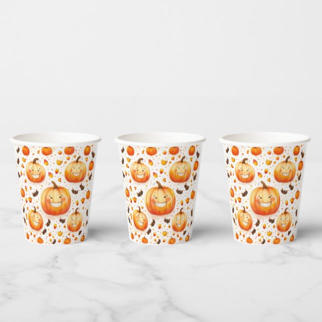 Gobelets En Papier Design d'illustration citrouille d'Halloween (Multi)