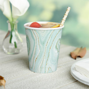 Gobelets En Papier design élégant en marbre liquide peint à la main a