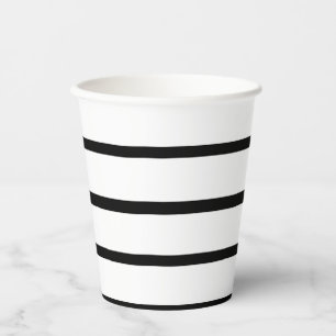 Gobelets En Papier Design en rayures blanches et noires