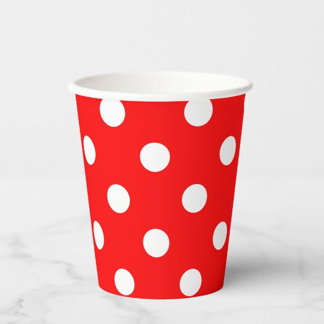 Gobelets En Papier Design Pois blanc rouge (Recto)