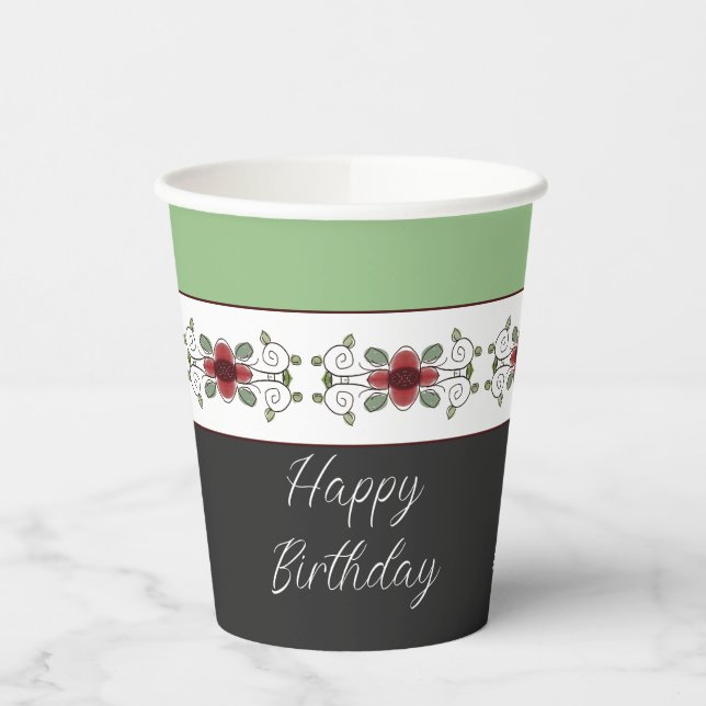 Gobelets En Papier Design Vert Noir Et Blanc (Gauche)