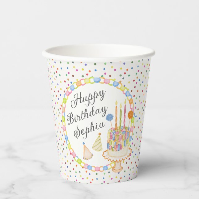 Gobelets En Papier Dessert d'anniversaire Confetti Party (Recto)