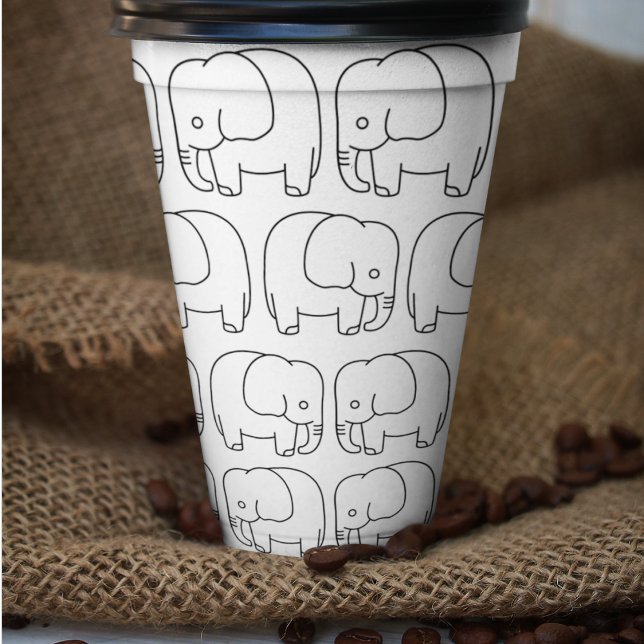 Gobelets En Papier Dessin Animé Éléphant (baby elephant drawing art kids,adult party stationery, birthday party use and throw paper cups)