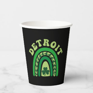 Gobelets En Papier Detroit Michigan Shamrock irlandais Kawaii Rainbo 