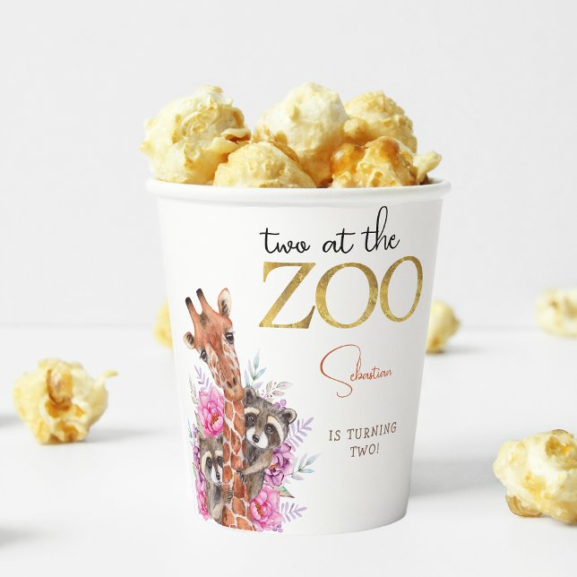 Gobelets En Papier Deux à la fête anniversaire de enfant des animaux  (Créateur téléchargé)