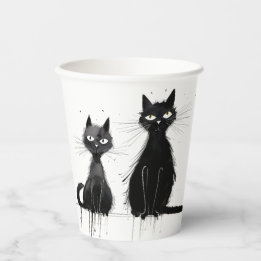 Gobelets En Papier Deux chats noirs