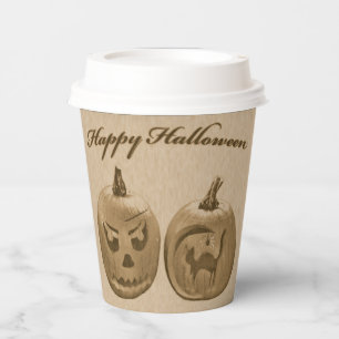 Gobelets En Papier Deux citrouilles Joyeux Halloween