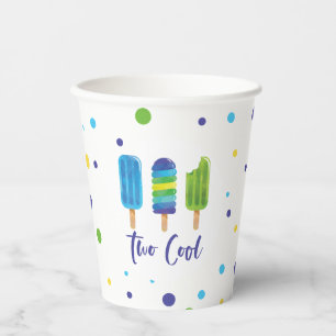 Gobelets En Papier Deux Cool 2e anniversaire bleu vert