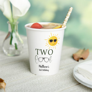 Gobelets En Papier Deux Cool Sunglass 2e Anniversaire simple