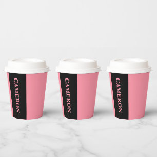 Gobelets En Papier Deux couleurs tendance Nom Rose noir et Saumon