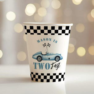 Gobelets En Papier Deux Fast Blue voiture de course Enfants 2e annive