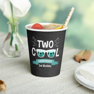 Gobelets En Papier Deux garçons Cool Chalkboard 2e anniversaire