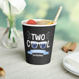 Gobelets En Papier Deux garçons Cool Chalkboard 2e anniversaire