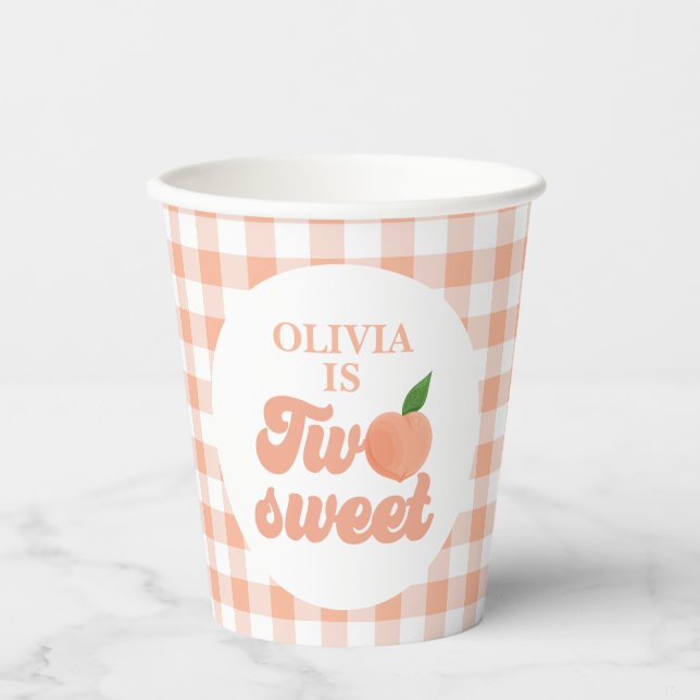 Gobelets En Papier Deux Joyeux Anniversaire Peach (Recto)