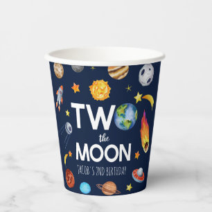 Gobelets En Papier Deux La Lune Planète spatiale Anniversaire