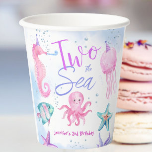 Gobelets En Papier Deux La Mer   Mermaid 2e anniversaire Mare Océan