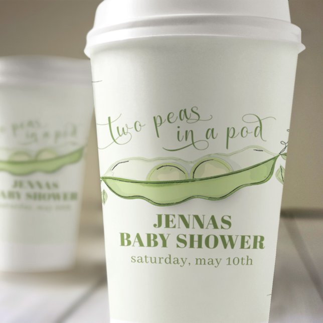 Gobelets En Papier Deux pois verts neutres selon le genre dans un pod (Two peas in a pod custom paper cup)