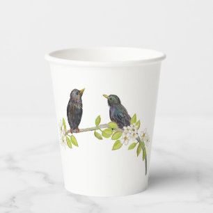 Gobelets En Papier Deux Starlings dans une succursale florissante au