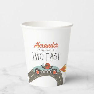 Gobelets En Papier Deux voitures de course BLUE rapide Anniversaire