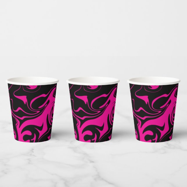 Gobelets En Papier Déversement - Magenta et noir (Multi)
