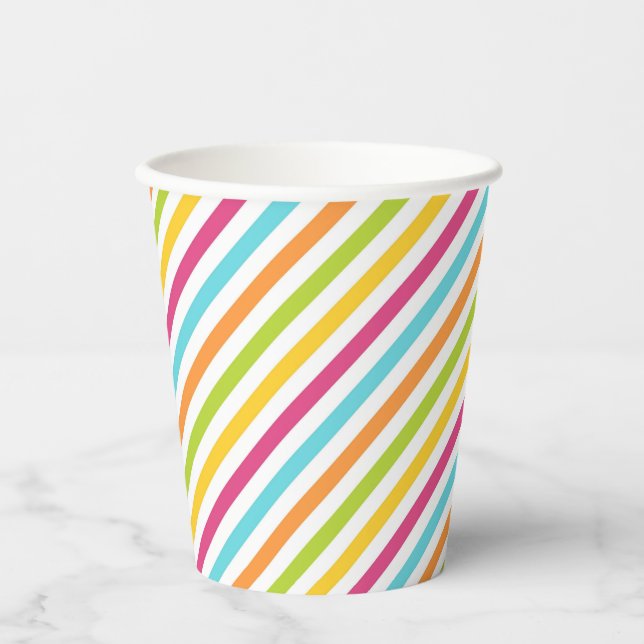 Gobelets En Papier Diagonal stripes in vibrant colors (Recto)