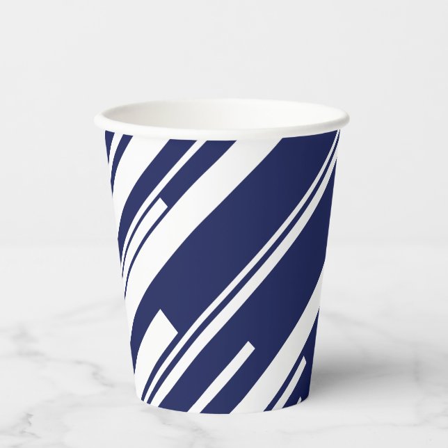 Gobelets En Papier Diagonales - Bleu et Blanc (Recto)