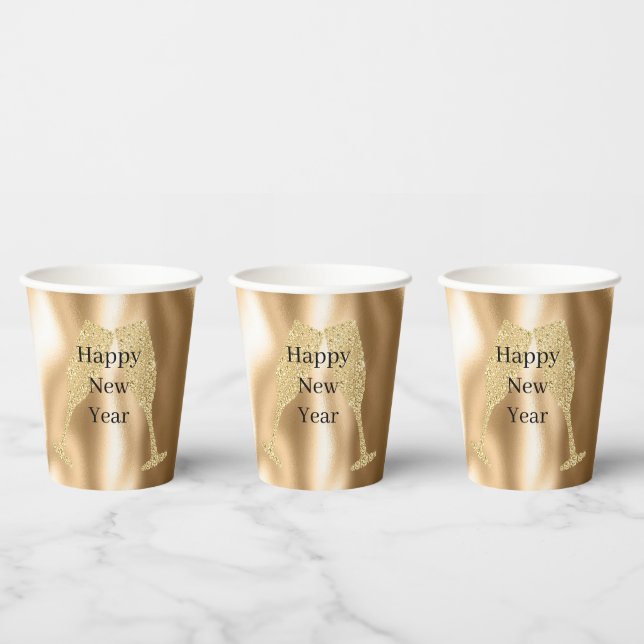 Gobelets En Papier Diamond Champagne Glass Happy New Year (Multi)