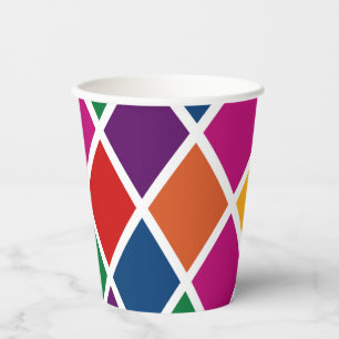 Gobelets En Papier Diamond Harlequin Motif Grande Coupe en papier