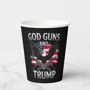 Gobelets En Papier Dieu Armes Et Trump Aigle Drapeau Américain Vintag