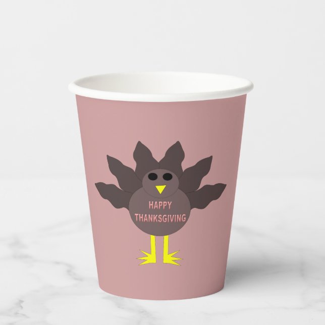 Gobelets En Papier Dinde plumée de Thanksgiving (Recto)
