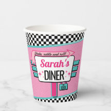 Diner Retro Anniversaire 1950 tasse de papier fête