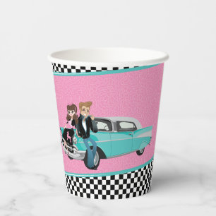 Gobelets En Papier Diner Retro Anniversaire 1950 tasse de papier fête