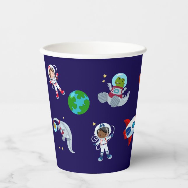 Gobelets En Papier Dinos in Space (Recto)