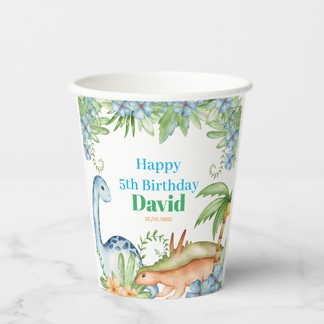 Gobelets En Papier Dinosaur anniversaire fournitures tasse papier (Recto)