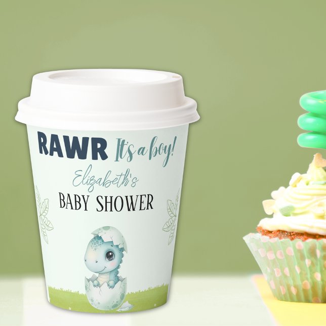 Gobelets En Papier Dinosaur Baby Shower Party Napkins for Boy (Créateur téléchargé)