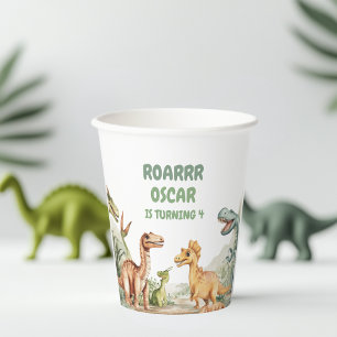 Gobelets En Papier Dinosaur en ruines fête d'anniversaire