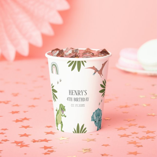 Gobelets En Papier Dinosaur fête d'anniversaire (Insitu)
