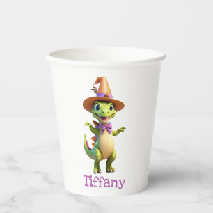 Gobelets En Papier Dinosaure magicien vert mignon