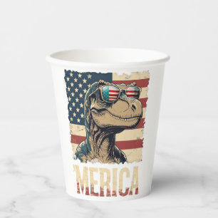Gobelets En Papier dinosaure vintage Trex Merica 4 juillet patriotiqu