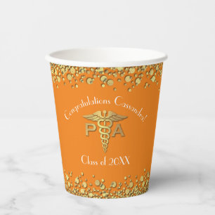 Gobelets En Papier Diplômé Assistant de Médecine AM Orange Or