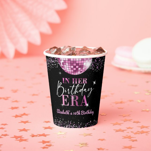 Gobelets En Papier Discothèque Rose Dans Mon Anniversaire Anniversair (Insitu)