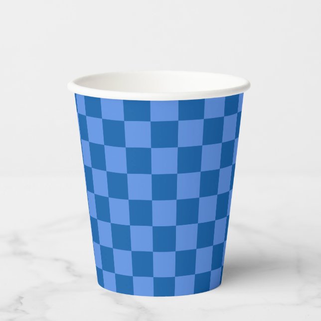 Gobelets En Papier Discover the Allure of Blue Checkerboard Pattern (Recto)