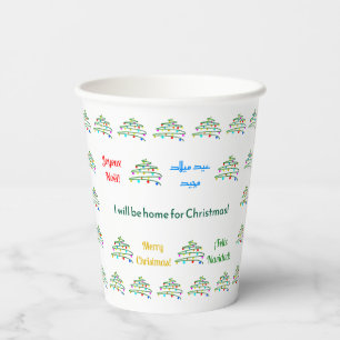 Gobelets En Papier Divers Joyeux Souhait et Arbre de Noël personnalis