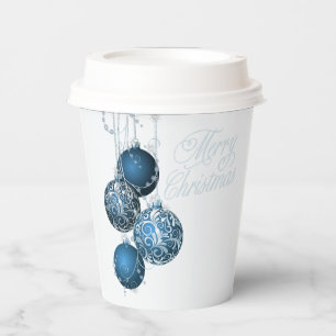 Gobelets En Papier Divertissement de Noël élégant bleu et argent