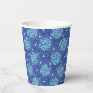 Gobelets En Papier DnD Anniversaire Partie Donjons & Dragons D20 Bleu
